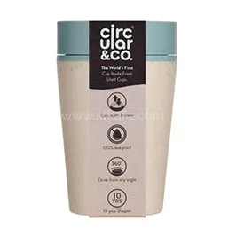 Circular Cup 8oz Cream & Faraway Blue