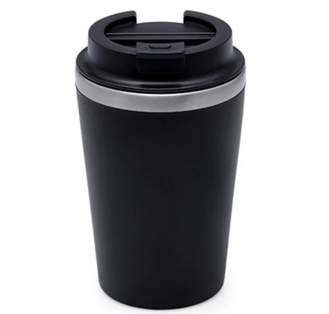MOSS - كوب Giftology من الستيل والبلاستيك بجدار مزدوج - 350 مل - أسود