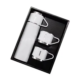 Saffle - Giftology Family Set Of Vacuum Flask & Two Cups - White