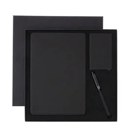 Tessin - Change Zero Sustainable Gift Set With Refillable Notebook, Pen & Cardholder - Black
