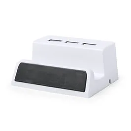 Batam - حامل هاتف مكتبي مع موزع Usb وشعار مضيء