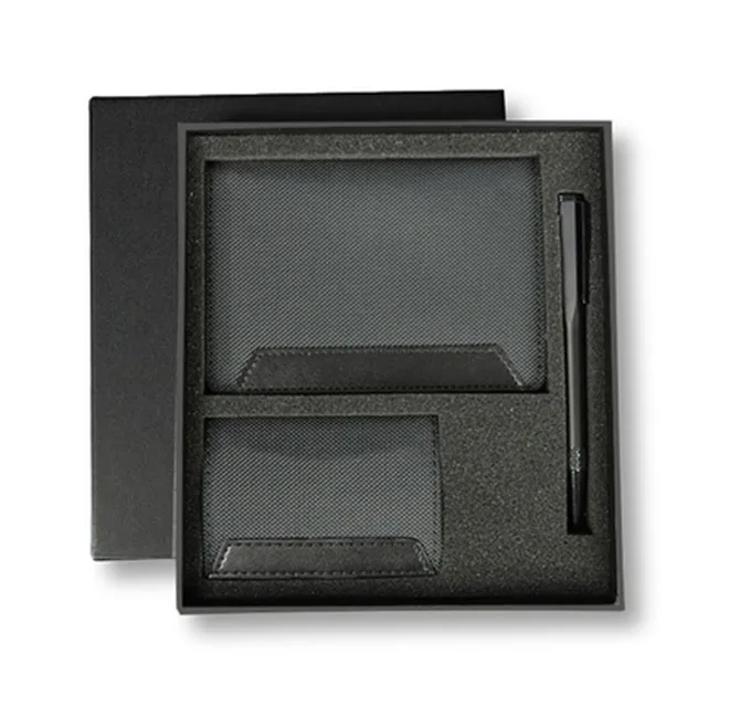 IRTA - Executive Set of Passport Cover, Name Card Holder and Metal Pen - Black