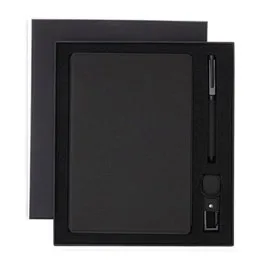 Lenzen - Change Zero Sustainable Gift Set With Refillable Notebook, Pen & Usb Keychain - Black Lenzen - Change Zero Sustainable Gift Set With Refillable Notebook, Pen & Usb Keychain - Black