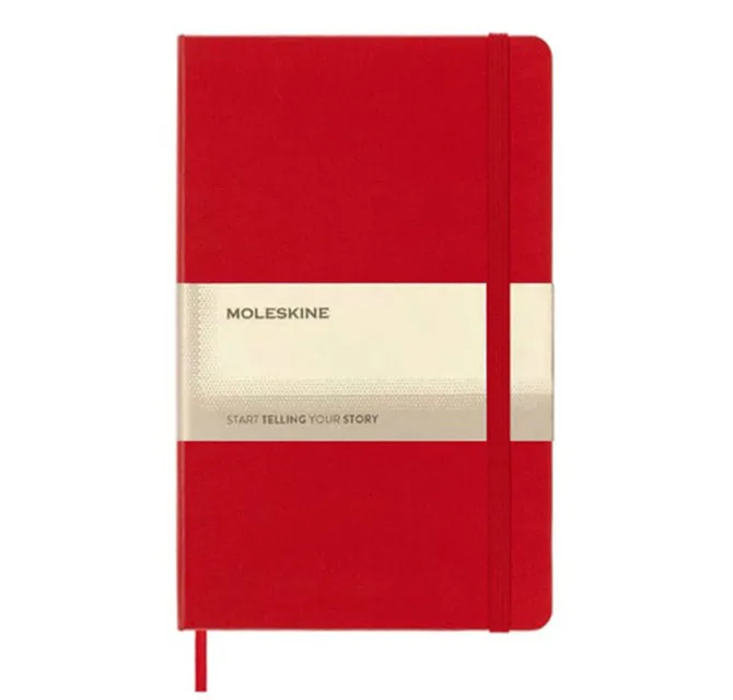 Moleskine Classic - دفتر كبير مسطر بغلاف صلب - أحمر قرمزي