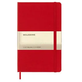 Moleskine Classic - دفتر كبير مسطر بغلاف صلب - أحمر قرمزي