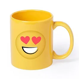 370ml Ceramic Mug With Fun Emoji Designs - Heart