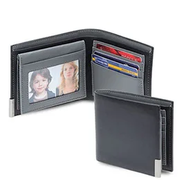 Niort - Men's Billfold Pu Wallet With Flip Pocket - Black / Grey