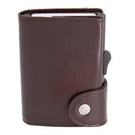 Maralik - محفظة C-secure كلاسيكية من الجلد الإيطالي بحماية Rfid - ماهوجني