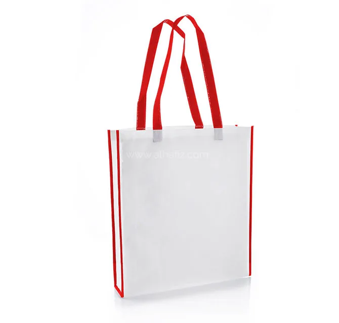 Non-Woven Shopping Bag Vertical White/Maroon
