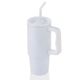 BERN - Recycled Stainless Steel Tumbler with Reusable Straw - White