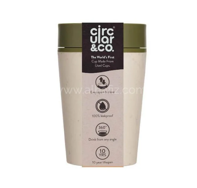 Circular Cup 8oz Cream & Honest Green