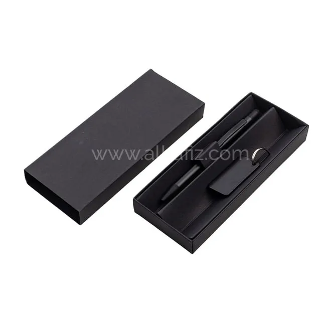 ANGLA - Gift Set of RCS Recycled Aluminium Pen and Keychain - Black