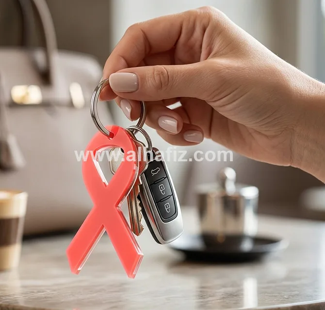 Breast Cancer Ribbon Acrylic Keychain
