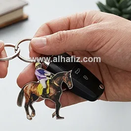ميدالية مفاتيح أكريليك مخصصة بشكل فارس على حصان ميدالية مفاتيح أكريليك مخصصة بشكل فارس على حصان