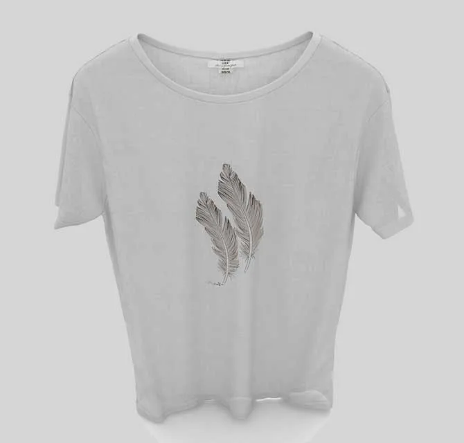 T-Shirt Grey - Feathers