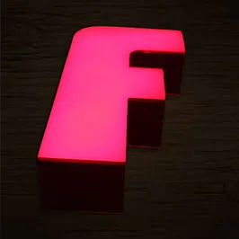 ستاند ثلاثي الأبعاد بإضاءة LED - حرف F