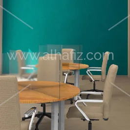 فاصل أكريليك للطاولات الدائرية في المكاتب فاصل أكريليك للطاولات الدائرية في المكاتب
