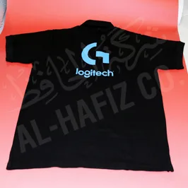 تي شيرت أسود بالشعار بطباعة السلك سكرين تي شيرت أسود بالشعار بطباعة السلك سكرين