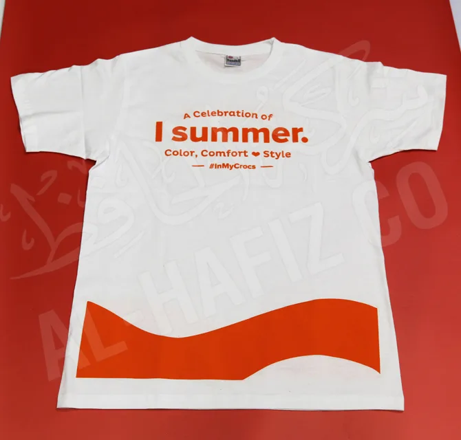 Silk Screen Printing Summer white T-shirt 