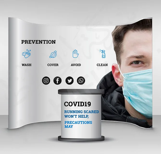 Curved Pop-Up Display with Counter – COVID-19 Prevention