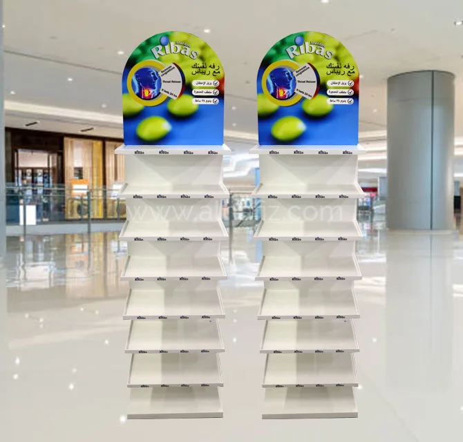 Twin Retail Floor Display Shelves