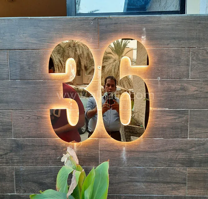 Golden Lighted House Sign Door Numbers