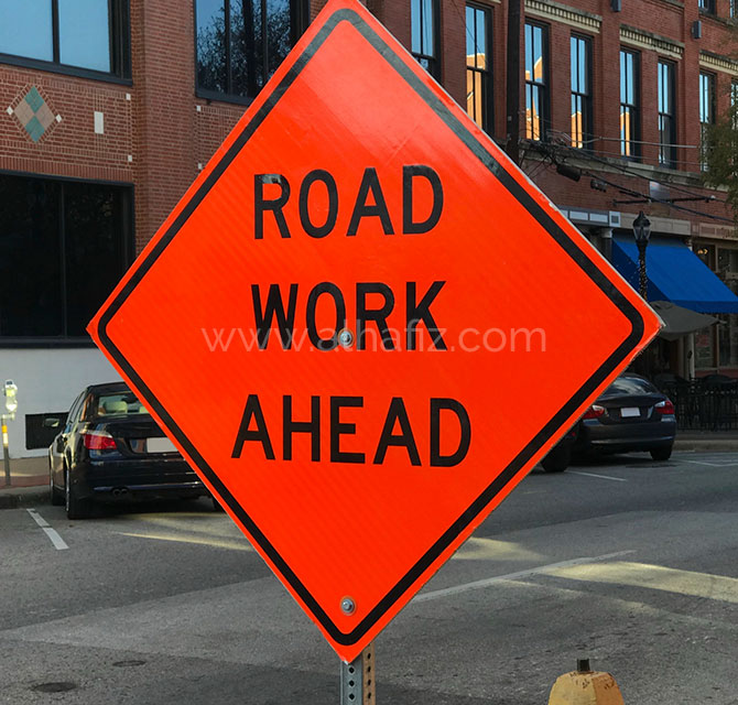 Road Work Ahead Sign 